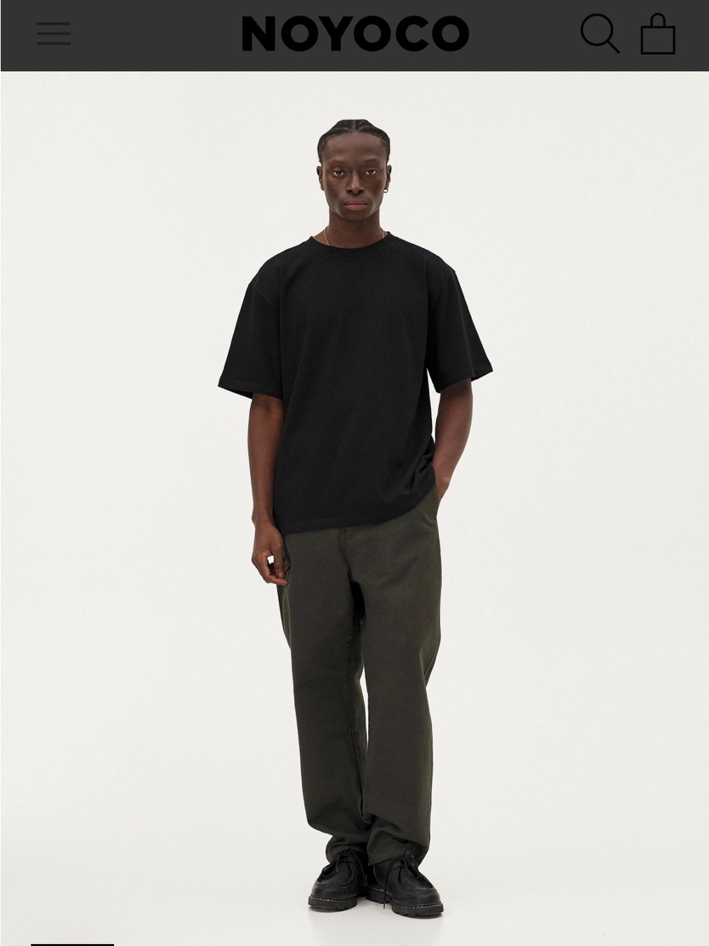Noyoco Khaki Cotton Denin Pant for Men - XS